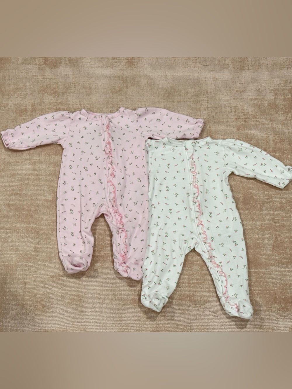 Kissy Kissy Pink & Cream Floral Footed One-Piece Set
